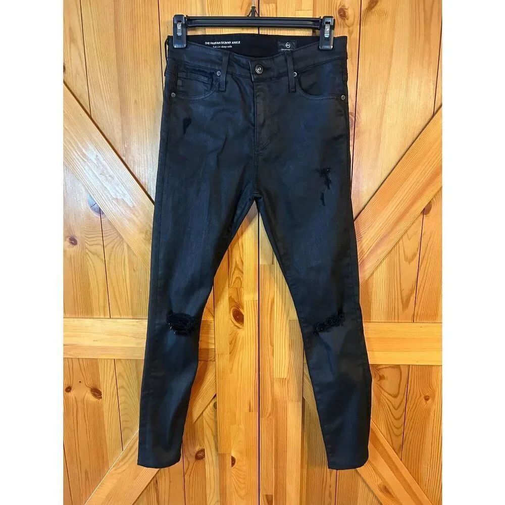 AG Adriano Goldschmied Black The Farrah Skinny Ankle High Rise Jeans Size 25R (8